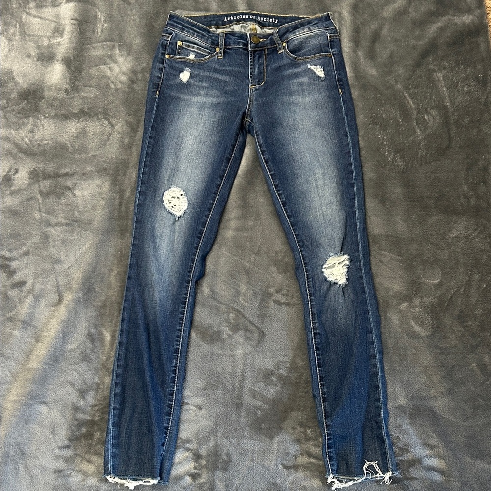 Articles Of Society Dark Blue Distressed Skinny Jeans